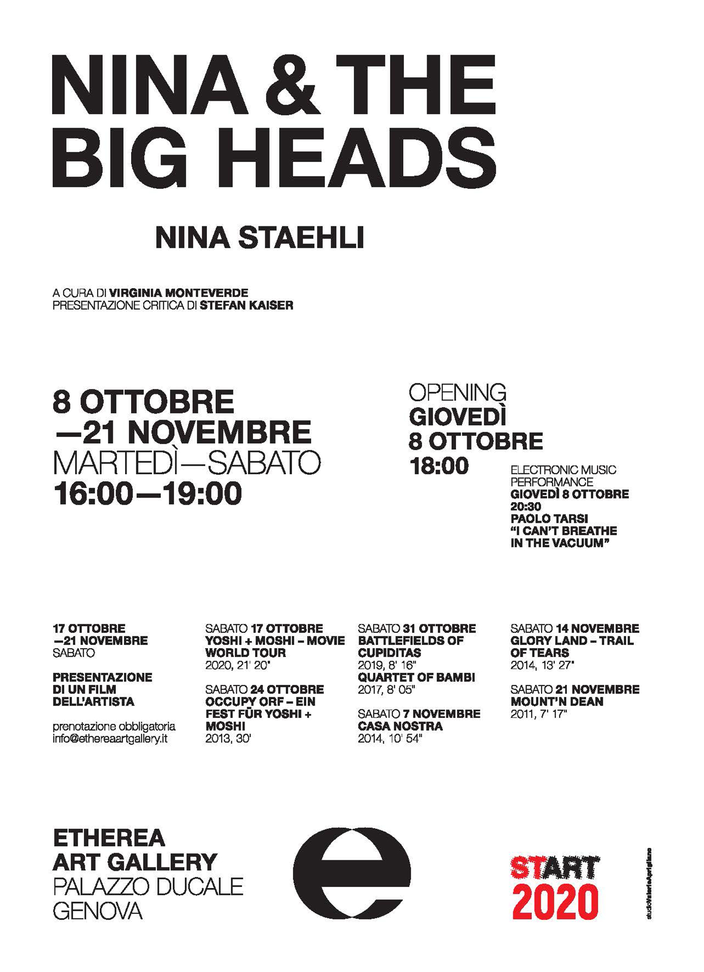Nina Staehli e i Big Heads Etherea Genova
